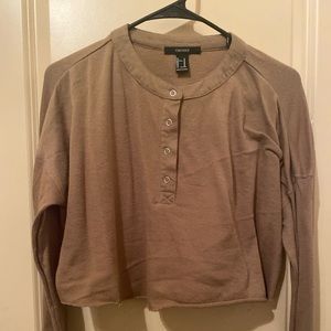 Brown long sleeve crop top